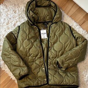 Olive Quilted Rain Jacket